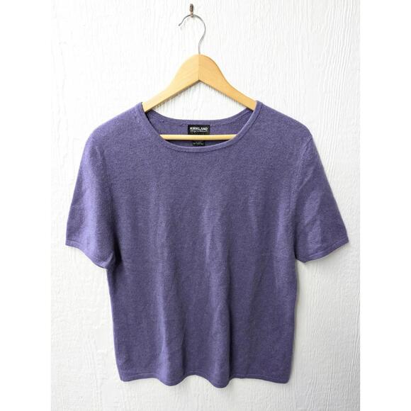 Vintage Kirkland 2-Ply Cashmere Purple Short Sleeve Sweater Top Women's Large - Picture 1 of 6